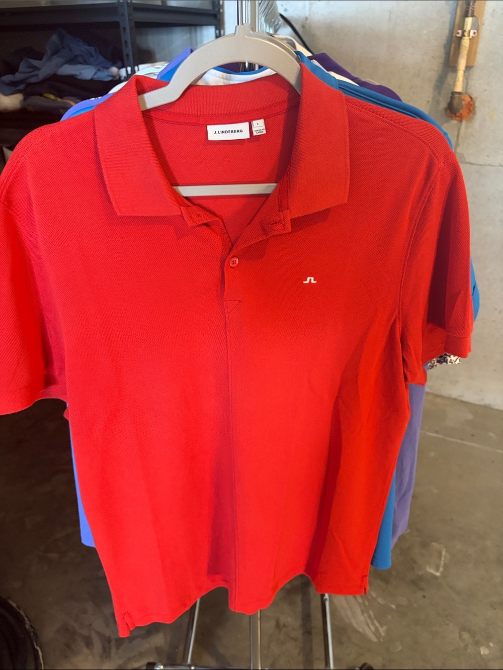 J.Lindeberg Men’s Bright Red Piqué Polo Shirt
